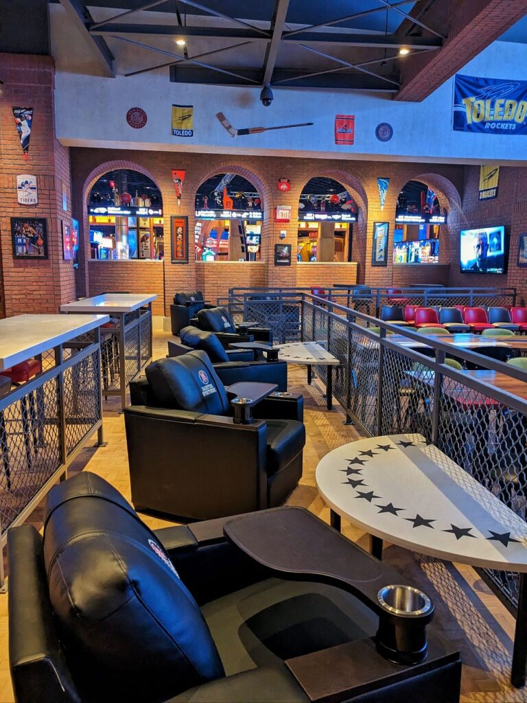 Leather recliners at Hollywood Casino Barstool Sportsbook