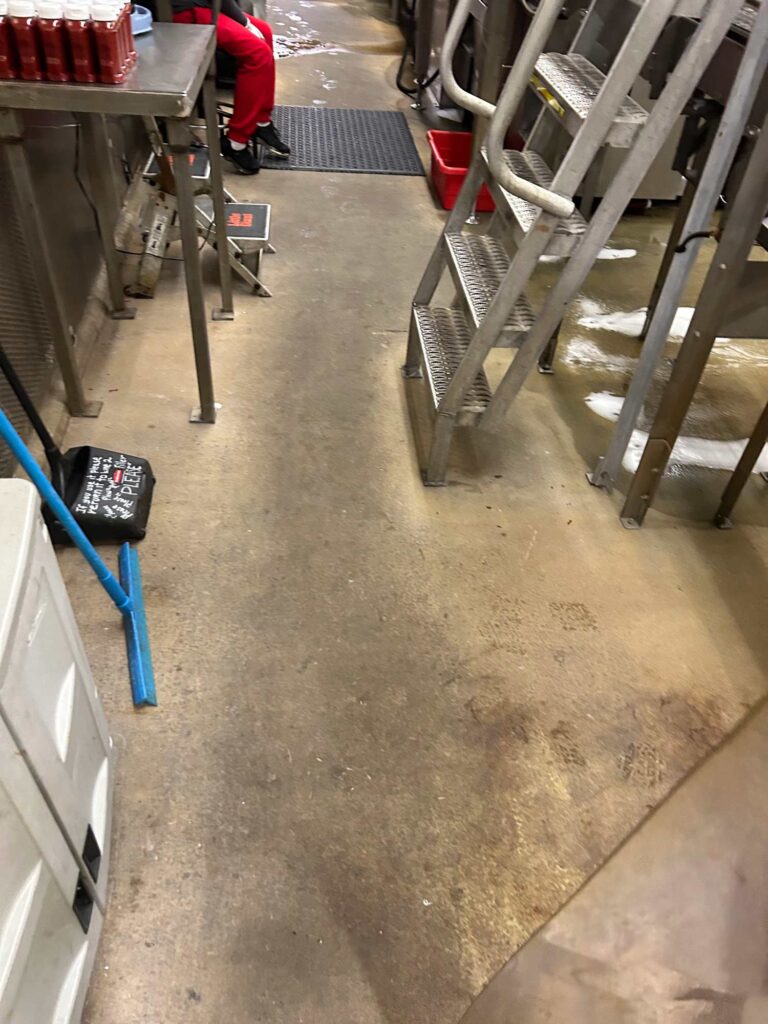 Concrete floor inside plant facility